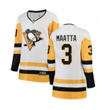 Women Pittsburgh Penguins #3 Olli Maatta Authentic White Away Fanatics Branded Breakaway NHL Jersey