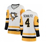 Women Pittsburgh Penguins #4 Justin Schultz Authentic White Away Fanatics Branded Breakaway NHL Jersey