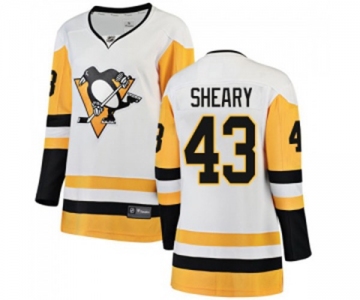 Women Pittsburgh Penguins #43 Conor Sheary Authentic White Away Fanatics Branded Breakaway NHL Jersey