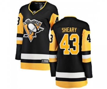 Women Pittsburgh Penguins #43 Conor Sheary Fanatics Branded Black Home Breakaway NHL Jersey