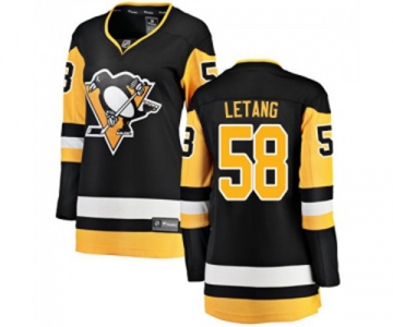 Women Pittsburgh Penguins #58 Kris Letang Fanatics Branded Black Home Breakaway NHL Jersey