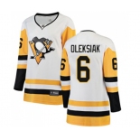 Women Pittsburgh Penguins #6 Jamie Oleksiak Authentic White Away Fanatics Branded Breakaway NHL Jersey