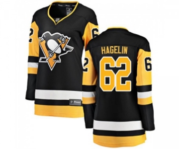 Women Pittsburgh Penguins #62 Carl Hagelin Fanatics Branded Black Home Breakaway NHL Jersey