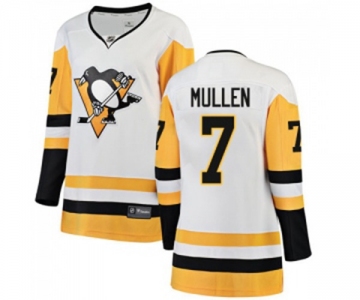 Women Pittsburgh Penguins #7 Joe Mullen Authentic White Away Fanatics Branded Breakaway NHL Jersey