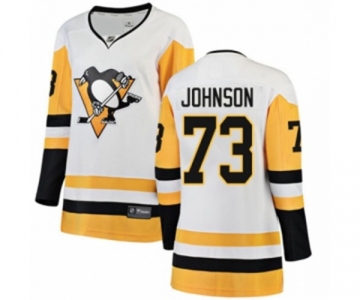 Women Pittsburgh Penguins #73 Jack Johnson Authentic White Away Fanatics Branded Breakaway NHL Jersey