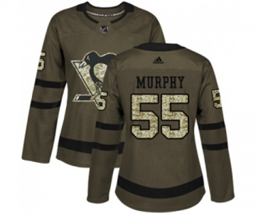 Women Reebok Pittsburgh Penguins #55 Larry Murphy Authentic Green Salute to Service NHL Jersey