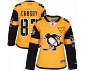 Women Reebok Pittsburgh Penguins #87 Sidney Crosby Authentic Gold 2017 Stadium Series NHL Jersey