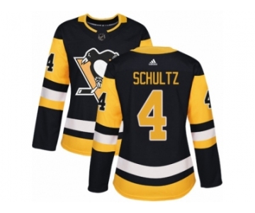 Women's Adidas Pittsburgh Penguins #4 Justin Schultz Authentic Black Home NHL Jersey