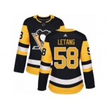 Women's Adidas Pittsburgh Penguins #58 Kris Letang Authentic Black Home NHL Jersey