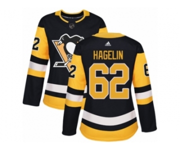 Women's Adidas Pittsburgh Penguins #62 Carl Hagelin Premier Black Home NHL Jersey