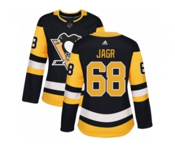 Women's Adidas Pittsburgh Penguins #68 Jaromir Jagr Authentic Black Home NHL Jersey