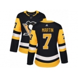 Women's Adidas Pittsburgh Penguins #7 Paul Martin Premier Black Home NHL Jersey