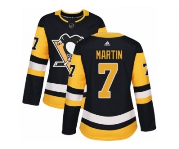 Women's Adidas Pittsburgh Penguins #7 Paul Martin Premier Black Home NHL Jersey