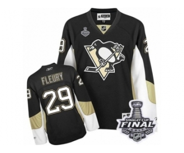 Women's Reebok Pittsburgh Penguins #29 Marc-Andre Fleury Authentic Black Home 2017 Stanley Cup Final NHL Jersey