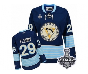 Women's Reebok Pittsburgh Penguins #29 Marc-Andre Fleury Authentic Navy Blue Third Vintage 2017 Stanley Cup Final NHL Jersey