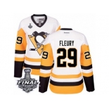 Women's Reebok Pittsburgh Penguins #29 Marc-Andre Fleury Authentic White Away 2017 Stanley Cup Final NHL Jersey