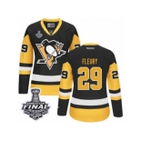 Women's Reebok Pittsburgh Penguins #29 Marc-Andre Fleury Premier Black Gold Third 2017 Stanley Cup Final NHL Jersey