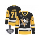 Women's Reebok Pittsburgh Penguins #71 Evgeni Malkin Authentic Black Gold Third 2017 Stanley Cup Final NHL Jersey