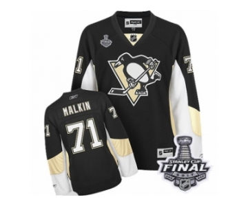 Women's Reebok Pittsburgh Penguins #71 Evgeni Malkin Authentic Black Home 2017 Stanley Cup Final NHL Jersey