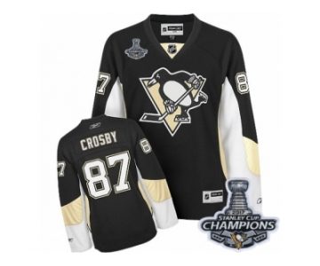 Women's Reebok Pittsburgh Penguins #87 Sidney Crosby Authentic Black Home 2017 Stanley Cup Champions NHL Jersey