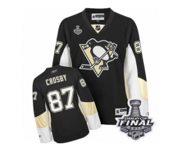 Women's Reebok Pittsburgh Penguins #87 Sidney Crosby Authentic Black Home 2017 Stanley Cup Final NHL Jersey