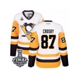 Women's Reebok Pittsburgh Penguins #87 Sidney Crosby Authentic White Away 2017 Stanley Cup Final NHL Jersey