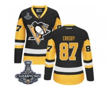 Women's Reebok Pittsburgh Penguins #87 Sidney Crosby Premier Black Gold Third 2017 Stanley Cup Champions NHL Jersey