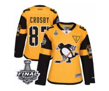 Women's Reebok Pittsburgh Penguins #87 Sidney Crosby Premier Gold 2017 Stadium Series 2017 Stanley Cup Final NHL Jersey