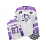 Women's Reebok Pittsburgh Penguins #87 Sidney Crosby Premier White Purple Thanksgiving Edition 2017 Stanley Cup Champions NHL Jersey