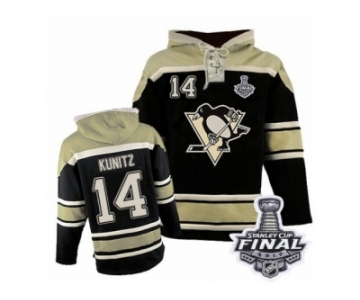 Men's Old Time Hockey Pittsburgh Penguins #14 Chris Kunitz Authentic Black Sawyer Hooded Sweatshirt 2017 Stanley Cup Final