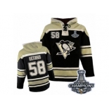 Men's Old Time Hockey Pittsburgh Penguins #58 Kris Letang Authentic Black Sawyer Hooded Sweatshirt 2017 Stanley Cup Champions