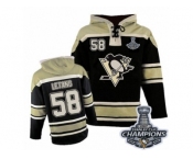 Men's Old Time Hockey Pittsburgh Penguins #58 Kris Letang Authentic Black Sawyer Hooded Sweatshirt 2017 Stanley Cup Champions