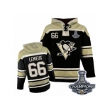 Men's Old Time Hockey Pittsburgh Penguins #66 Mario Lemieux Premier Black Sawyer Hooded Sweatshirt 2017 Stanley Cup Champions