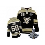 Men's Old Time Hockey Pittsburgh Penguins #68 Jaromir Jagr Premier Black Sawyer Hooded Sweatshirt 2017 Stanley Cup Champions