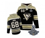 Men's Old Time Hockey Pittsburgh Penguins #68 Jaromir Jagr Premier Black Sawyer Hooded Sweatshirt 2017 Stanley Cup Champions