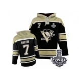 Men's Old Time Hockey Pittsburgh Penguins #7 Paul Martin Authentic Black Sawyer Hooded Sweatshirt 2017 Stanley Cup Final