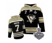 Men's Old Time Hockey Pittsburgh Penguins #7 Paul Martin Authentic Black Sawyer Hooded Sweatshirt 2017 Stanley Cup Final