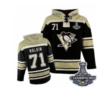 Men's Old Time Hockey Pittsburgh Penguins #71 Evgeni Malkin Premier Black Sawyer Hooded Sweatshirt 2017 Stanley Cup Champions