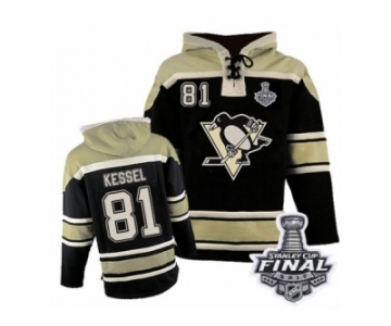 Men's Old Time Hockey Pittsburgh Penguins #81 Phil Kessel Authentic Black Sawyer Hooded Sweatshirt 2017 Stanley Cup Final