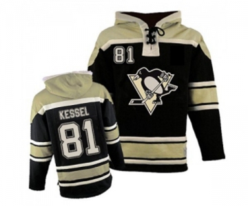 Men's Old Time Hockey Pittsburgh Penguins #81 Phil Kessel Authentic Black Sawyer Hooded Sweatshirt NHL Jersey