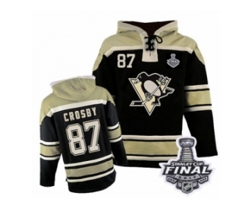 Men's Old Time Hockey Pittsburgh Penguins #87 Sidney Crosby Authentic Black Sawyer Hooded Sweatshirt 2017 Stanley Cup Final