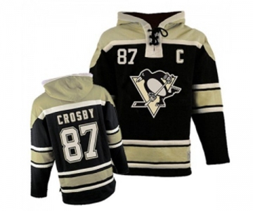 Men's Old Time Hockey Pittsburgh Penguins #87 Sidney Crosby Authentic Black Sawyer Hooded Sweatshirt NHL Jersey