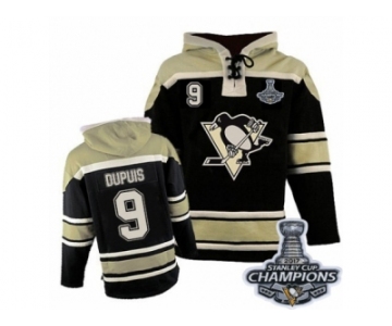 Men's Old Time Hockey Pittsburgh Penguins #9 Pascal Dupuis Premier Black Sawyer Hooded Sweatshirt 2017 Stanley Cup