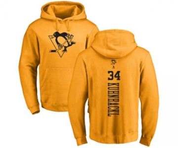 NHL Adidas Pittsburgh Penguins #34 Tom Kuhnhackl Gold One Color Backer Pullover Hoodie