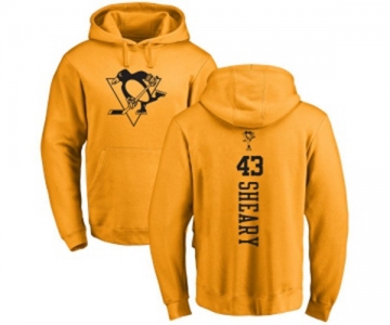 NHL Adidas Pittsburgh Penguins #43 Conor Sheary Gold One Color Backer Pullover Hoodie