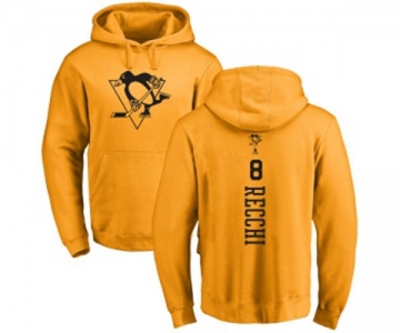 NHL Adidas Pittsburgh Penguins #8 Mark Recchi Gold One Color Backer Pullover Hoodie