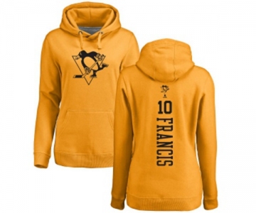 NHL Women Adidas Pittsburgh Penguins #10 Ron Francis Gold One Color Backer Pullover Hoodie