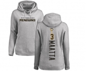 NHL Women Adidas Pittsburgh Penguins #3 Olli Maatta Ash Backer Pullover Hoodie