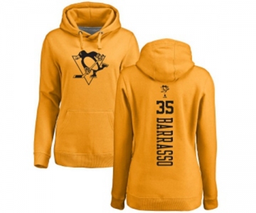 NHL Women Adidas Pittsburgh Penguins #35 Tom Barrasso Gold One Color Backer Pullover Hoodie