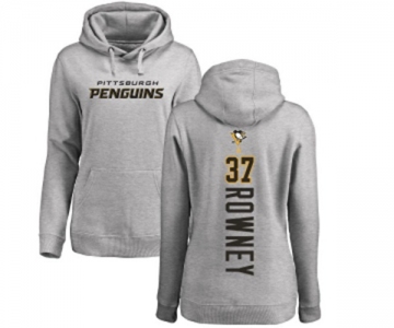 NHL Women Adidas Pittsburgh Penguins #37 Carter Rowney Ash Backer Pullover Hoodie